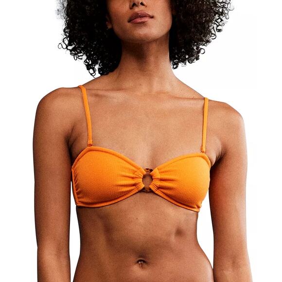 NEW Bikini Set Roxy Orange Bandeau Brazillian Tie Medium Large Macys Mix & Match - Picture 2 of 16